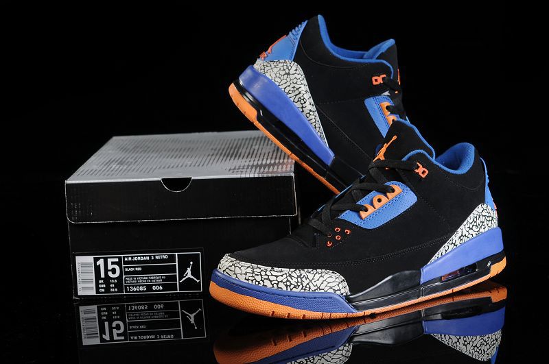Air Jordan 3 Men Shoes Black/Blue Online
